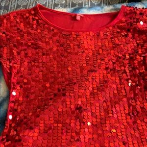 Red short sleeve sparkle top